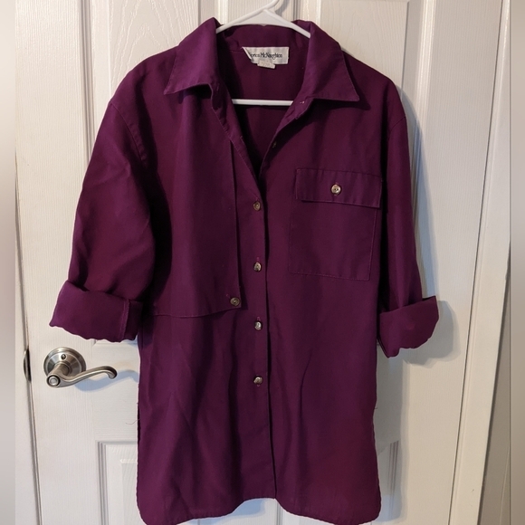 Vintage‎ Norton McNaughton Purple Cuffed Sleeves Button Up Shirt Size 10 - Picture 1 of 8